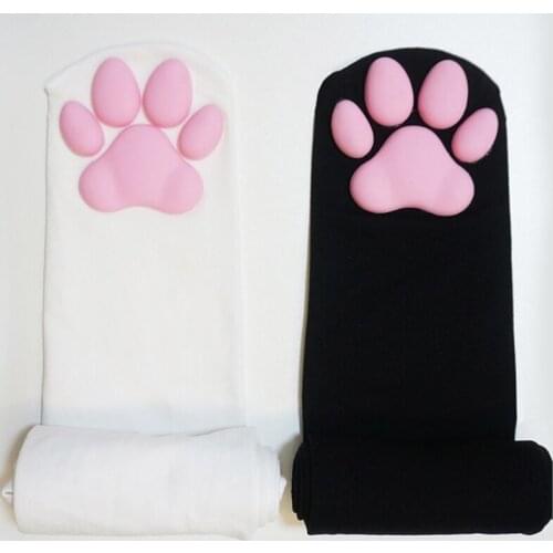 Women Girls Anti-Slip Over Knee Socks Cute Kawaii 3D Kitten Paw Claw Toe Pad Thigh High Stockings Anime Lolita Cosplay Costume H