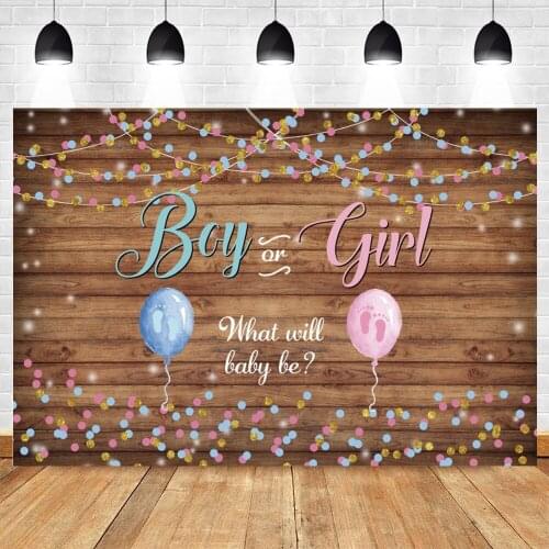 Gender Reveal Boy Girl Colourful Dot Balloon Wood Board Backdrop Photography Newborn Baby Shower Birthday Photocall Background