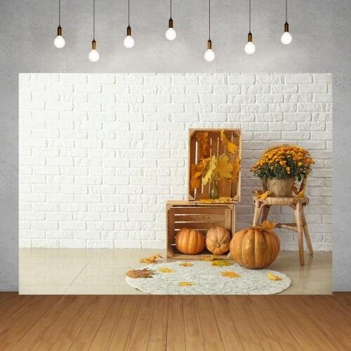 Photographic Backgrounds Halloween Pumpkins Interior Brick Wall Vinyl Photophone Backdrops for Children Baby Party Photo Studio