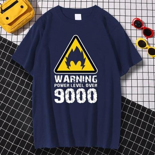 Warning Power Level Over 9000 Print Mens T-Shirts Fashion Crewneck T Shirts S-XXXL Quality Clothes Summer Breathable Tops Men