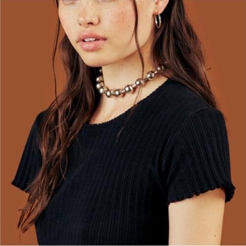 100% Stainless Steel Ins Hot Punk Fashion Beads Round Chain Harajuku Necklace 2020 New Jewelry