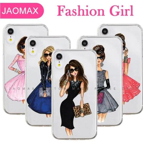 Jaomax Soft TPU Dress Up Fashion Girl Phone Case For iPhone 6S 7 8 Plus 11 5s Se Xs Max Xr Transparent Cover Women Capa Fundas