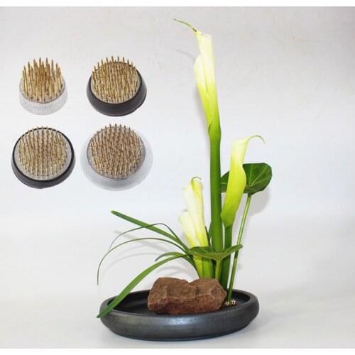 Round Ikebana Kenzan Flower Frog With Rubber Gasket Art Fixed Arranging Tools J78C