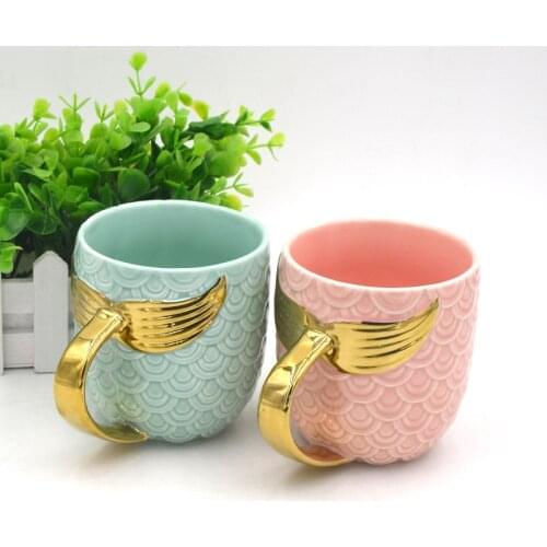 Golden Mermaid Tail mug coffee mug Ceramic Mug with Handle Creative Tea Coffee Milk Personalized Mug Fishtail Cup for girl womam
