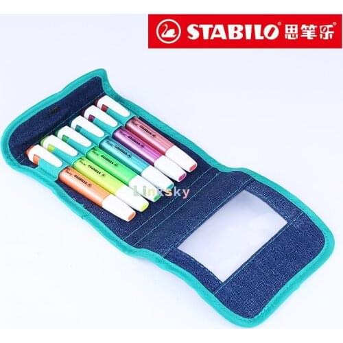 Stabilo 275 Swing Cool Highlighter Marker Pen,6 Color Set, Shape Beautiful Jeans Packing Portable ,Color Key point Marker Pen