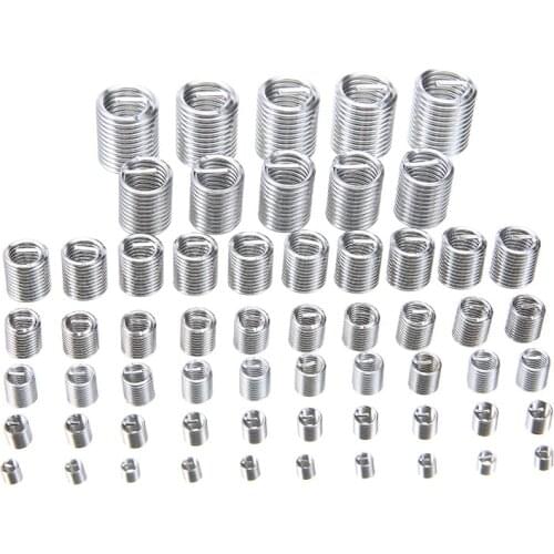 60Pcs M3-M12 Thread Repair Insert Kit Set Stainless Steel Silver For Hardware Fastener Repair Tools