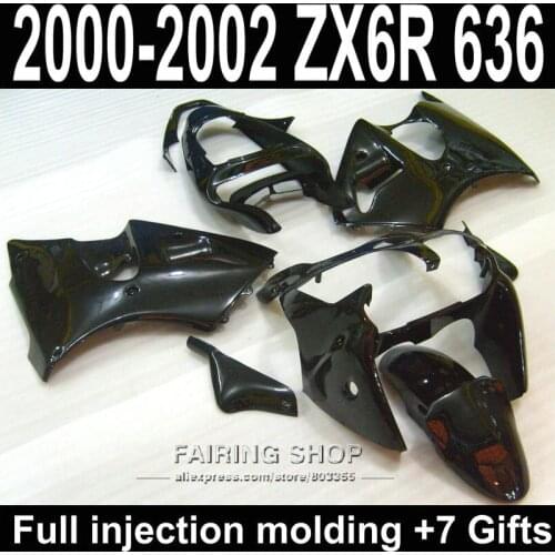 Zx6r 2000 2002 2001 For Kawasaki Fairing Kit Customize free EMS free all black 00 01 02 Fairings S49