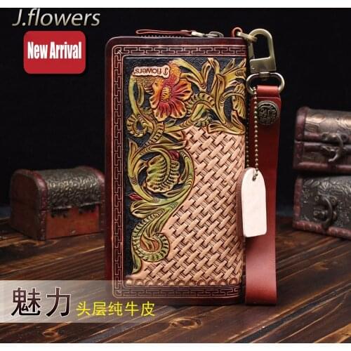 Original JFLOWERS Wallet High Quality Handmade Hand-drawn Purse Durable Convenience Moneybag Made by leather