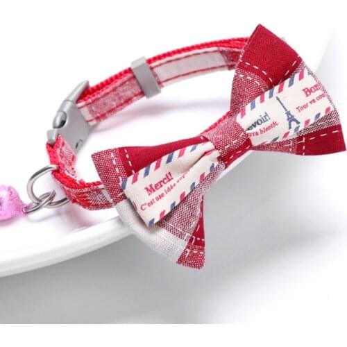 Cat Collar Bowknot Puppy Collars with Bell Chihuahua Adjustable Safety Buckle Wedding Cats Bow Tie Pets Accessories