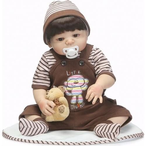 NPK 19inch 48cm full Silicone Reborn Baby boy Dolls Toy Playmate House Lifelike Newborn Babies bebe bonecas reborn bath toy