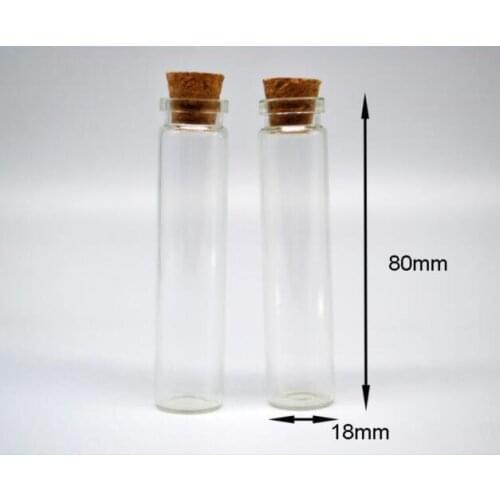 100pcs 18*80mm Glass Jars Bottle vial test tube With Cork stopper container For Wedding Holiday Decoration Christmas diy Gift