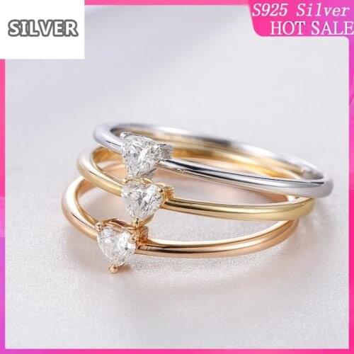 Simple hearts love shape simulation diamond womens zircon ring rose gold gold white gold