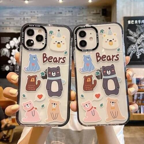 Transparent Lovely Bear TPU Case for iPhone 12 Pro Max Back Phone Cover for 12 11 Pro Max X XS XR 8 7 Plus SE 2020