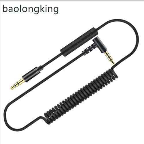 3.5mm volume control with microphone male-to-bus AUX wire-controlled microphone elbow spring cable