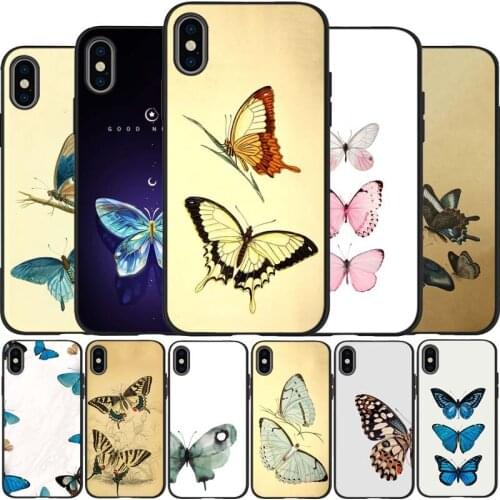 Butterfly black Silicone Phone Case For iPhone 12 XR XS Max 5 5S SE 2020 6 6S 7 8 PLUS X 11Pro Max 11 Cover