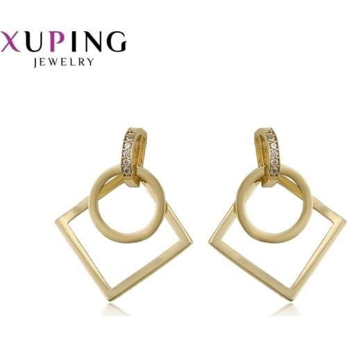 Xuping Jewelry Fashion Wild Fashion Light Yellow Color Plated Earrings for Women Thanksgiving Gifts 94411