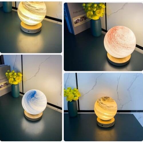 Modern Decor Desktop Table Lamp USB Plug With Remote Control Planet Night Light Creative Bedroom Decoration LED Lamp