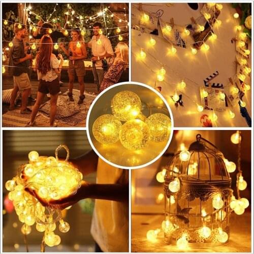 5M 10M USB Globe Ball String Lights LED Crystal Bubble Ball Fairy Lights Christmas Tree Decoration 8Modes Holiday Twinkle Lights