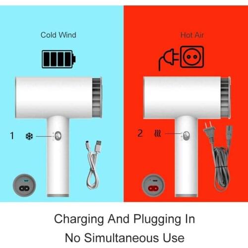 Y1UF Universal 2in1 AC 220V USB Rechargeable Hot and Cold Wind Hair Dryer Travel Blow Dryer for Art Painting Home Outdoor