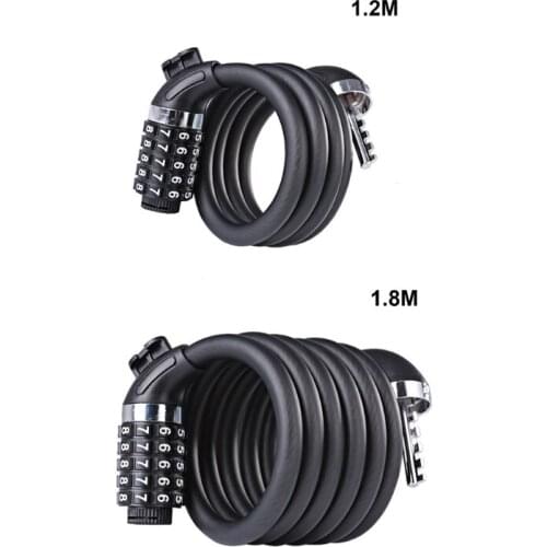 High Security Bike Cable Lock 5 Digit Resettable Combination Coiling Durable and Tough Lock Anti-theft Riding Equipment