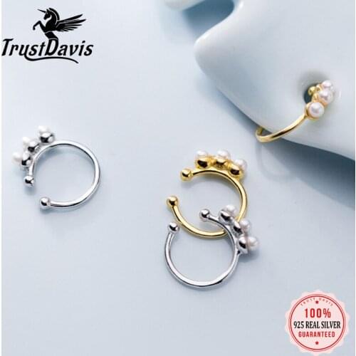 Trustdavis 100% 925 Sterling Silver Shining Ear Cuff Clip on Earrings For Women Girl Without Piercing Earings Jewelry DT23