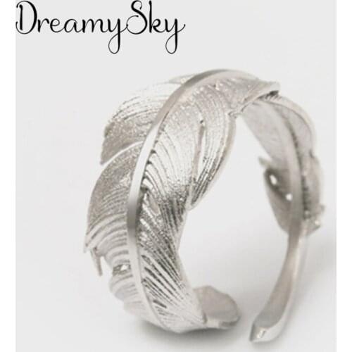 New Arrivals Vintage Feather Rings For Women Large Adjustable Size Finger Ring Fashion Charm Jewelry Valentines Day Gift