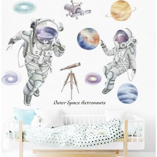 1 Pc Big Astronaut Moon Creative Wall Sticker for Boy Room Decoration Outer Space Wall Decal Nursery Kids Bedroom Decor