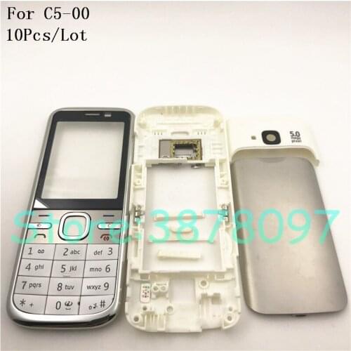 10Pcs/lot Original Front Middle Frame Back cover Battery Cover For Nokia C5 C5-00 Full Housing Cover Case With Keypad