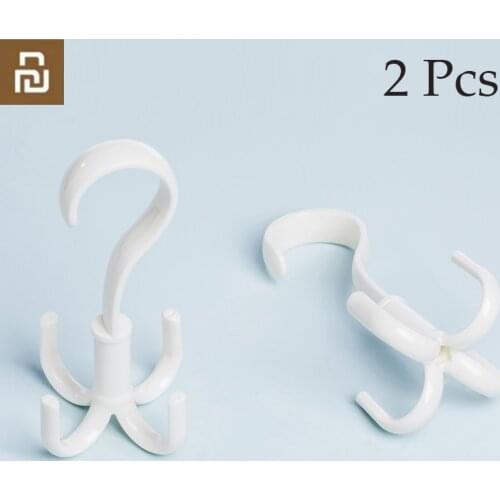 2pcs Original Youpin 360 Rotating Four-jaw Hook Multi-function Wet and Dry Hanger Hook Clothes Storage Accessories H30