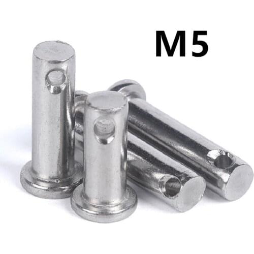 30pcs/lot M5x12/16/20/25/30/35/40/45/50mm GB882 Dowel Pin Flat Head Cylindrical Pin With Hole 304 Stainless Steel