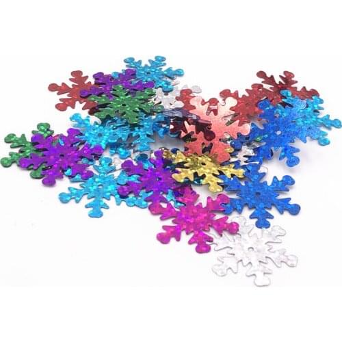 100pcs 23mm Snow Flake Loose Sequins Mixed Color Paillettes DIY Sewing Wedding Craft,Women Kids Garment Accessory Lentejuelas