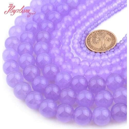 6,8,10,12mm Round Smooth Beads LilacJades Beads Loose Beads Stone For DIY Women Necklace Bracelets Earring Jewelry Making 15"
