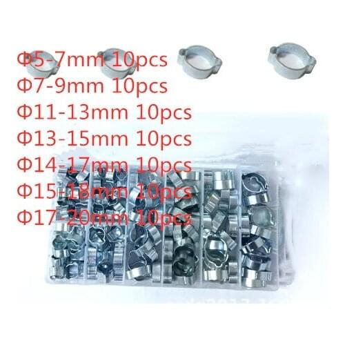70Pcs Double Ear O Clips Clamps Steel Zinc Plated Assortment For Hydraulic Hose Fuel