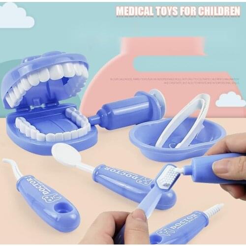 9Pcs/Set Kids Educational Pretend Play Dental Scene Toys Preschool Teaching Brushing Game Baby Check Teeth Model Medical Kit