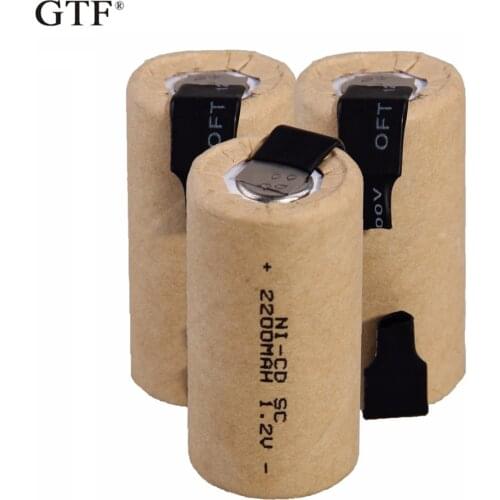 1.2V 2200mah Sub C Ni-Cd Rechargeable Battey Screwdriver Electric Drill SC Batteries With Tab Power Tool NiCd SUBC Cells