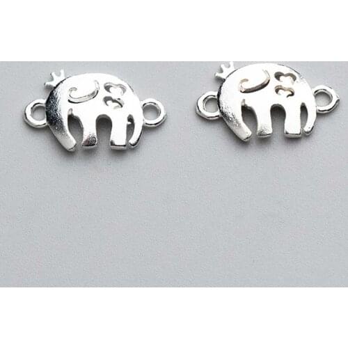 925 Sterling Silver Hollow Elephant Connectors Beads Cute Silver Charm Beads Connection For Jewelry Make DIY Women Birthday Gift