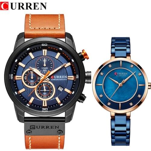 Curren Brand Lover Watch Pair Waterproof Watches men Watches women Couples Lovers Watches Set Wristwatches Relogio Feminino