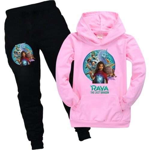 Kids Clothes Girls Raya and The Last Dargon Tracksuit Spring Autumn Hoodies + Pants Set Long Sleeve Sweatshirts Pullovers Outfit