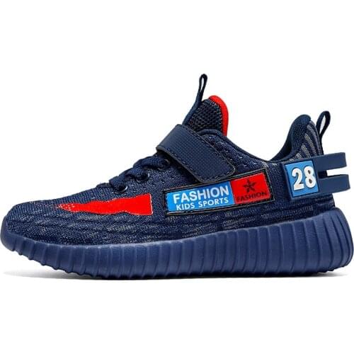 Childrens Casual Shoes Boys Thick Sole Flying Mesh Surface Breathable Sports Casual Shoes Elastic Wear Resistant Running Shoes