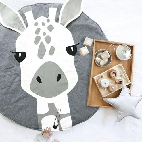 Baby Play Mat Pad Crawling Mats Round Game Carpet Cotton Floor Rug Animals Newborn Infant Toddler Activity Blanket Gift Girl Boy