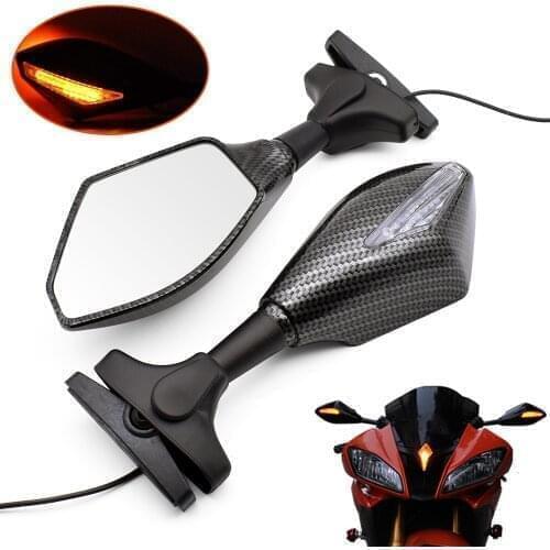 For Honda Black SpiRit NC750X CB1100 CBF1000 CB600F RC51 Motorcycle Side Rearview Mirrors Turn Signals Indicator With LED Lights