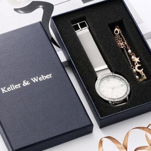 Elegant Watch Bracelet Set Women Birthday Gifts Lady Quartz Watch Stainless Steel Mesh Band Simple Dial Girl Rose Golden Chains