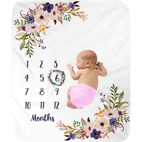 Newborn Baby Photography Accessories Growth Monthly Blanket Photo Shoot Flannel Background Kids Swaddle Stroller Wrap Bedding