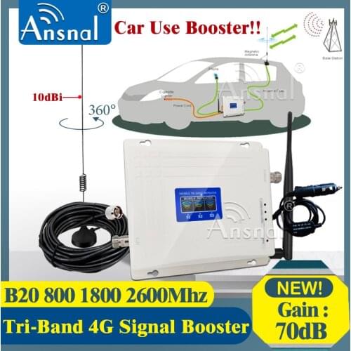 Car Use!! B20 800 1800 2600 Mhz Tri-Band CellPhone Booster Mobile 4G Signal Amplifier 2G 4G Cellular Repeater LTE DCS 4G Booster