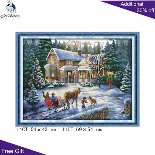 Joy Sunday Christmas Return Cross Stitch F531 14CT 11CT Counted and Stamped Home Decor Return from Christmas Cross Stitch kits