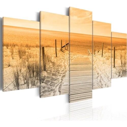 Canvas Painting Mural Art Print Frame 5 Pieces Beach Landscape Pictures Dune Poster Living Room Decoration