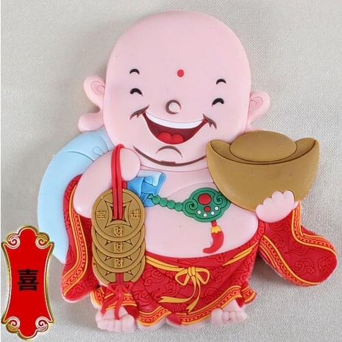 China Wind Buddha Sent joyful Auspicious 3D Fridge Magnets Travel Souvenirs Refrigerator Magnetic Sticker Home Decor Gift