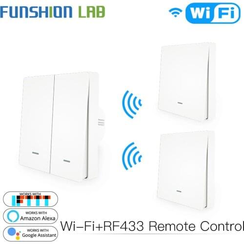Push Button WiFi Smart Light Switch RF433 Wall Transmitter Kit Smart life Tuya App Remote Control Works with Alexa Google Home