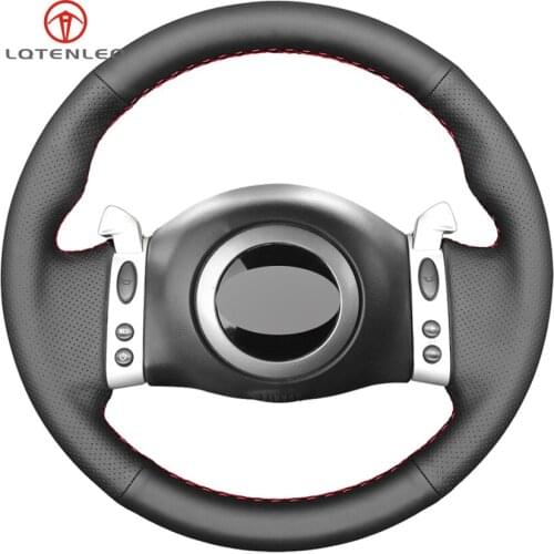 LQTENLEO Black Genuine Leather Car Steering Wheel Cover for Mini Coupe 2001-2006 Convertible 2004-2008 Mini R50 R53 R60
