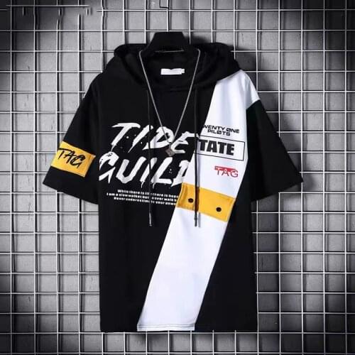 Summer Fashion Men Hoodies Gothic Print Streetwear Half sleeve Sweatshirts Men Casual Harajuku O-Neck Men Clothing Hoodie 2020